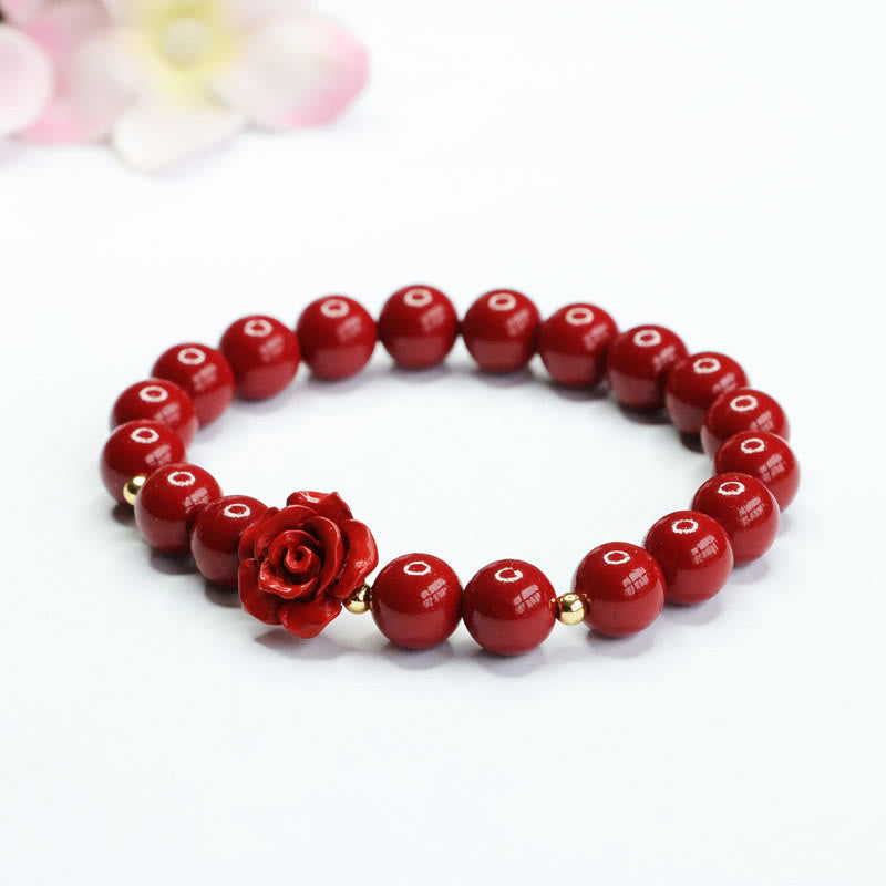 Buddha Stones Cinnabar Rose Calm Bracelet