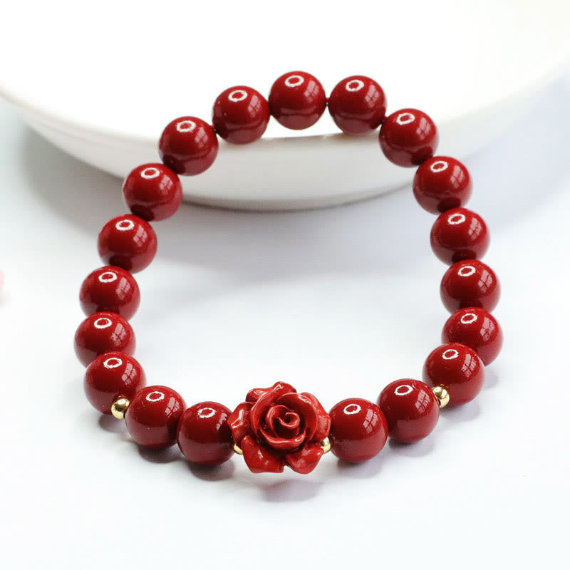 Buddha Stones Cinnabar Rose Calm Bracelet