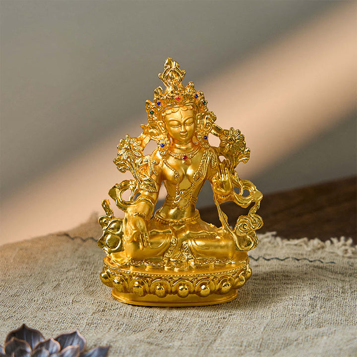 Bodhisattva White Tara Hope Protection Gold Plated Statue Decoration