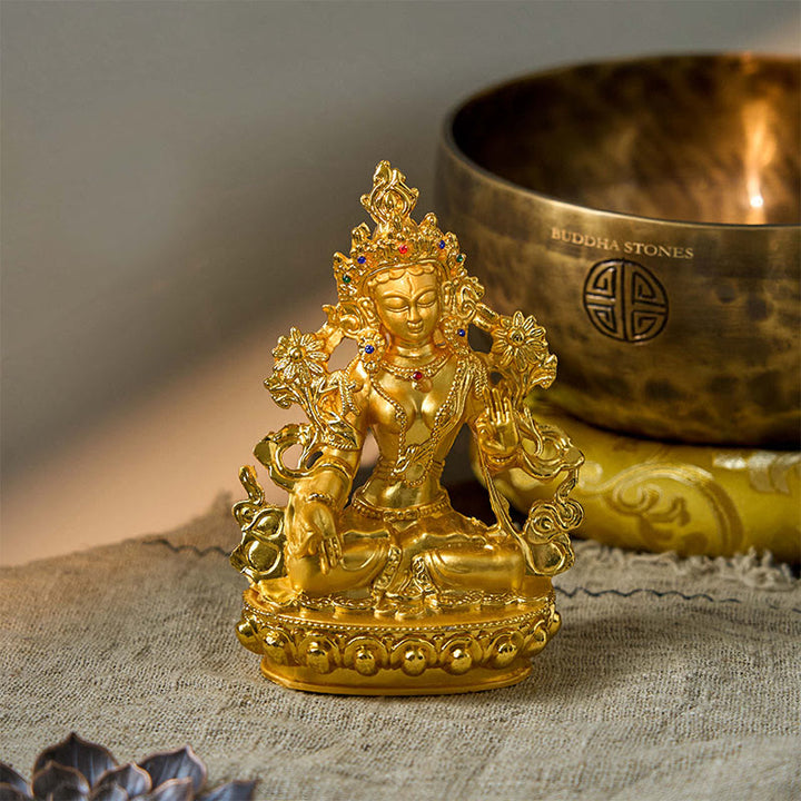 Bodhisattva White Tara Hope Protection Gold Plated Statue Decoration - image 1