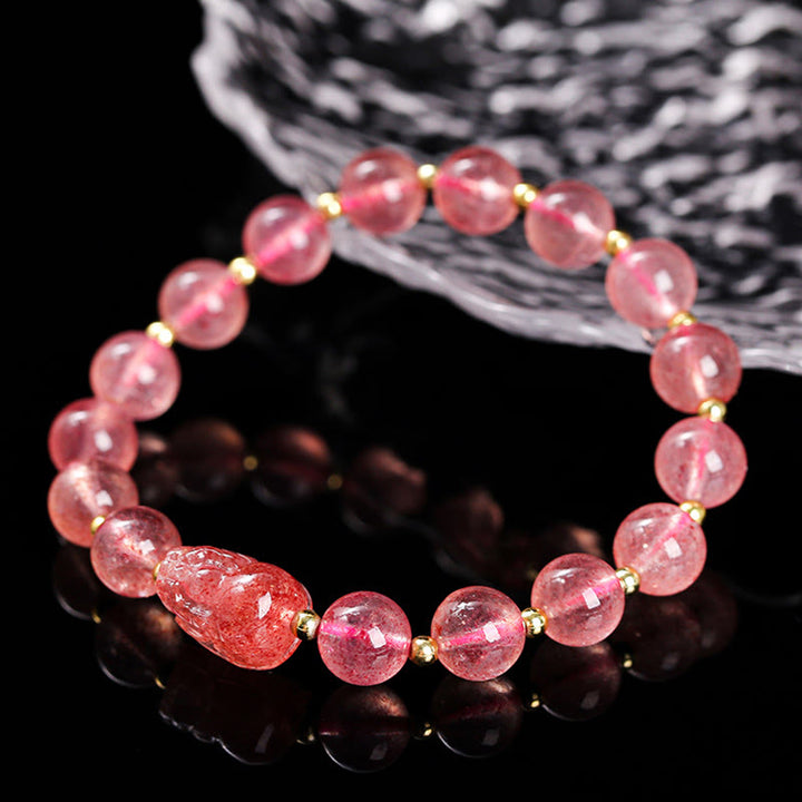 Buddha Stones Various Crystal PIXIU Pink Crystal Warmth Bracelet