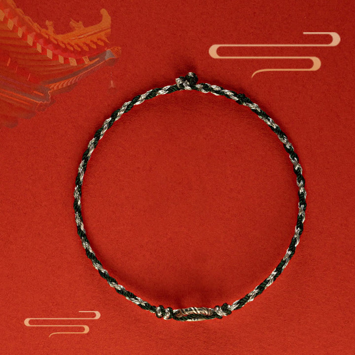 Buddha Stones 925 Sterling Silver Peace Buckle Luck String Bracelet - image 14