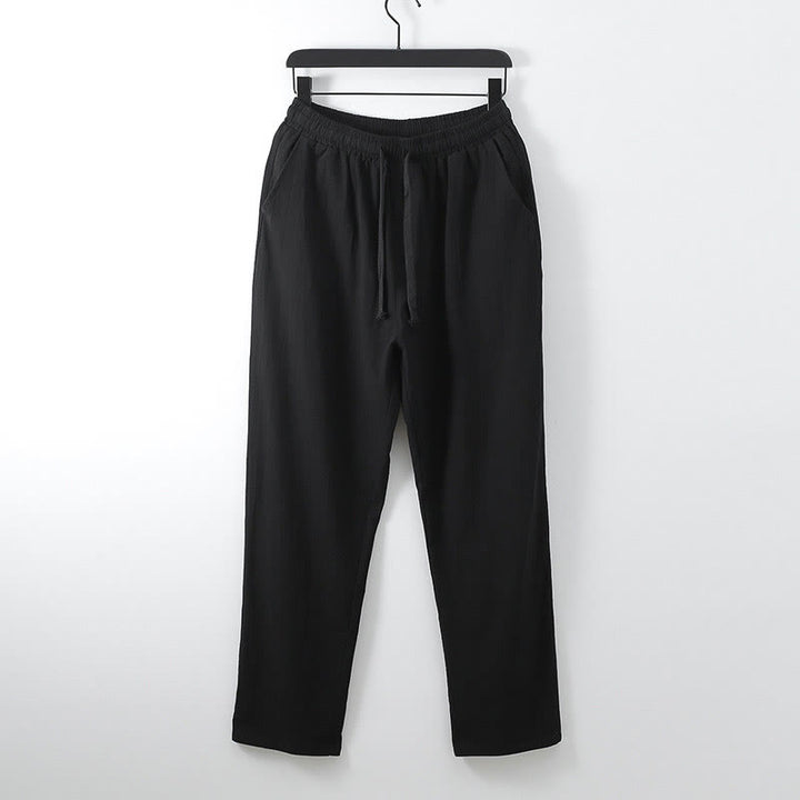Buddha Stones Solid Color Cotton Linen Casual Loose Men's Pants With Pockets - Black - US/UK/AU54，EU64 (9XL) - image 6