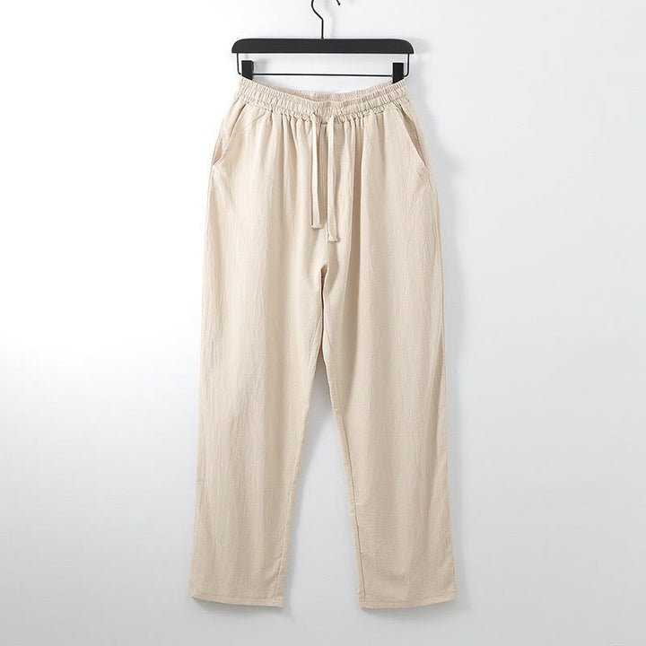 Buddha Stones Solid Color Cotton Linen Casual Loose Men's Pants With Pockets - PeachPuff - US/UK/AU54，EU64 (9XL) - image 7