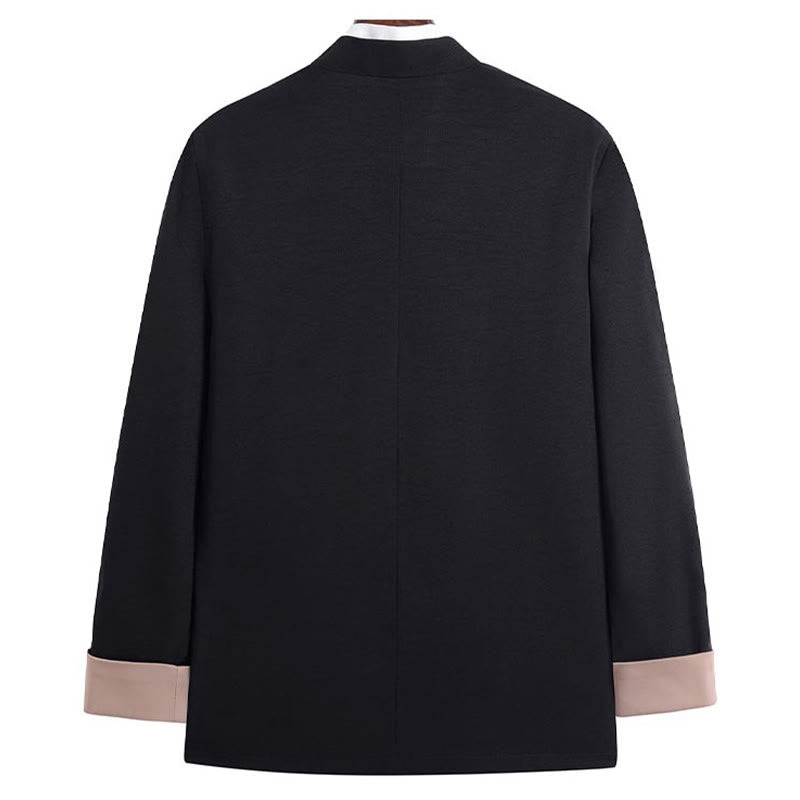 Buddha Stones Dragon Embroidery Frog-button Polyester Men's Jacket Shirt Clothing With Pockets - image 2