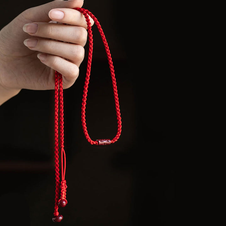 Buddha Stones Natural Cinnabar Calm Blessing Red String Belly Chain