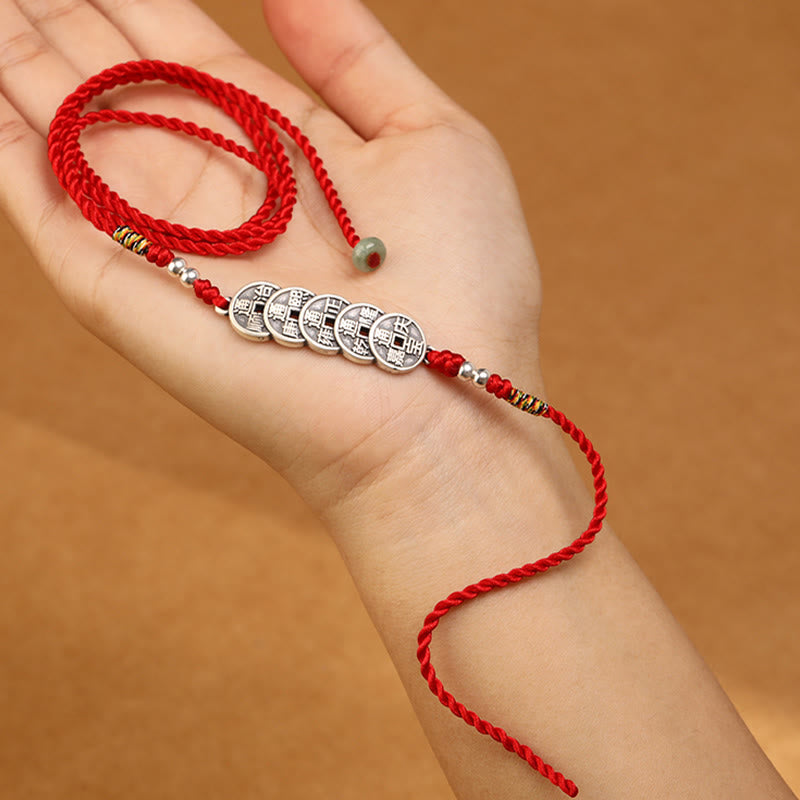 Buddha Stones 999 Sterling Silver Blessing Red String Belly Chain