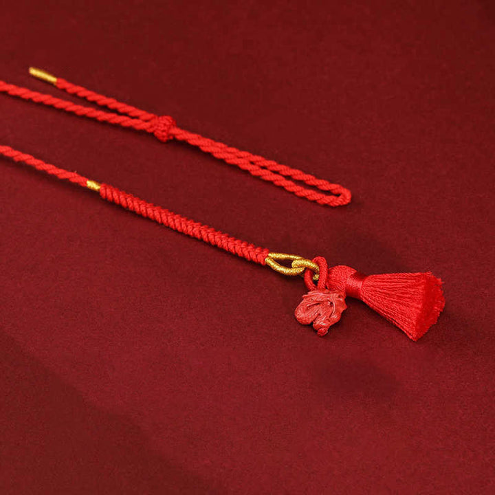 Buddha Stones Natural Cinnabar Dragon Blessing Red String Belly Chain