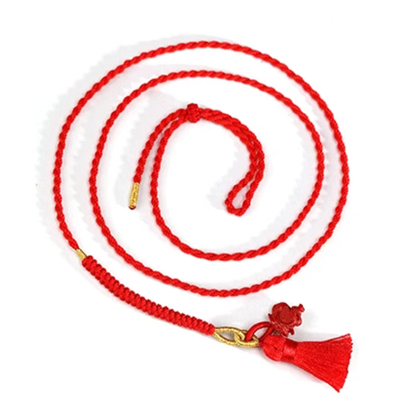 Buddha Stones Natural Cinnabar Dragon Blessing Red String Belly Chain