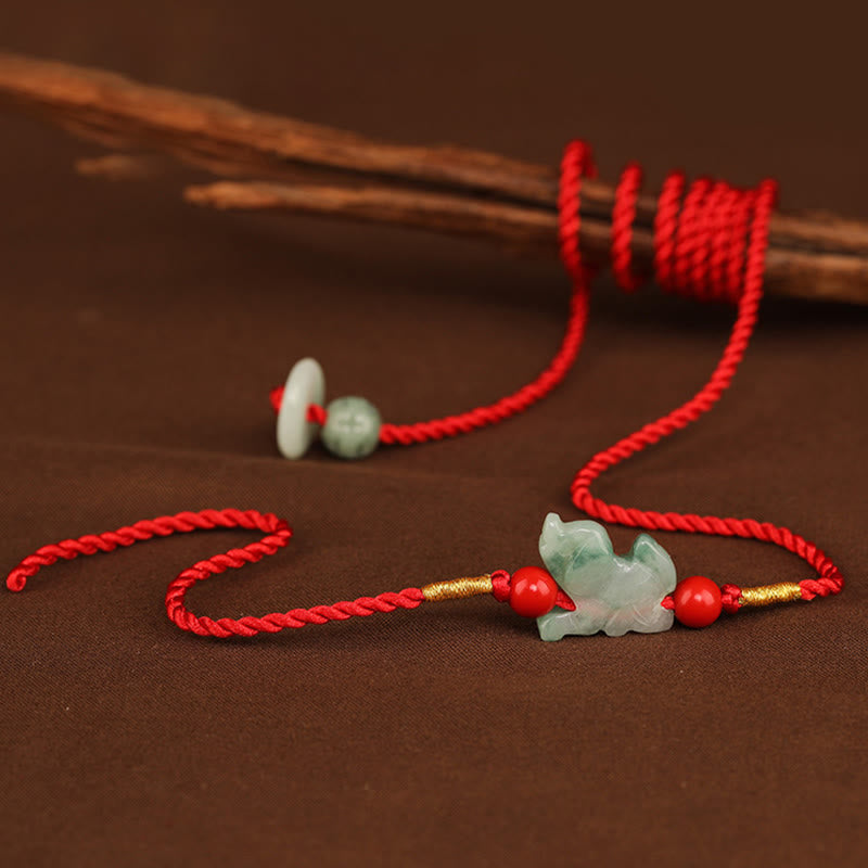 Buddha Stones Jade Peace Buckle Blessing Red String Belly Chain