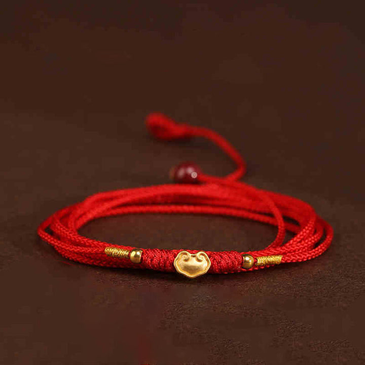 Buddha Stone 999 Solid Gold Red String Belly Chain