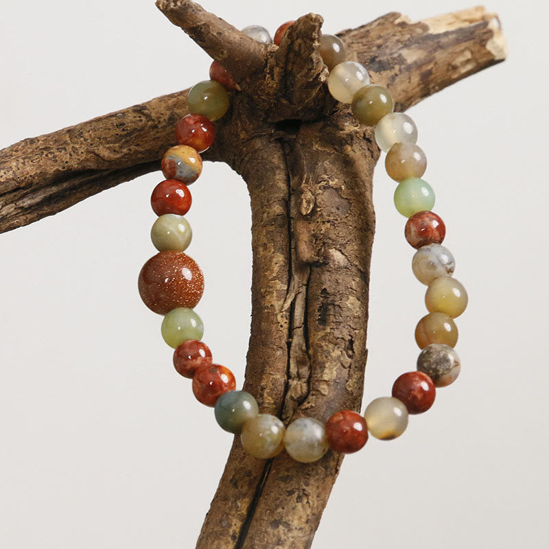 Buddha Stones Red Agate Shoushan Stone Calm Blessing Bracelet