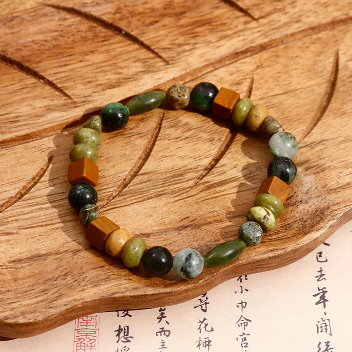 Buddha Stones Red Agate Shoushan Stone Calm Blessing Bracelet