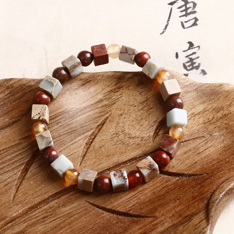 Buddha Stones Red Agate Shoushan Stone Calm Blessing Bracelet