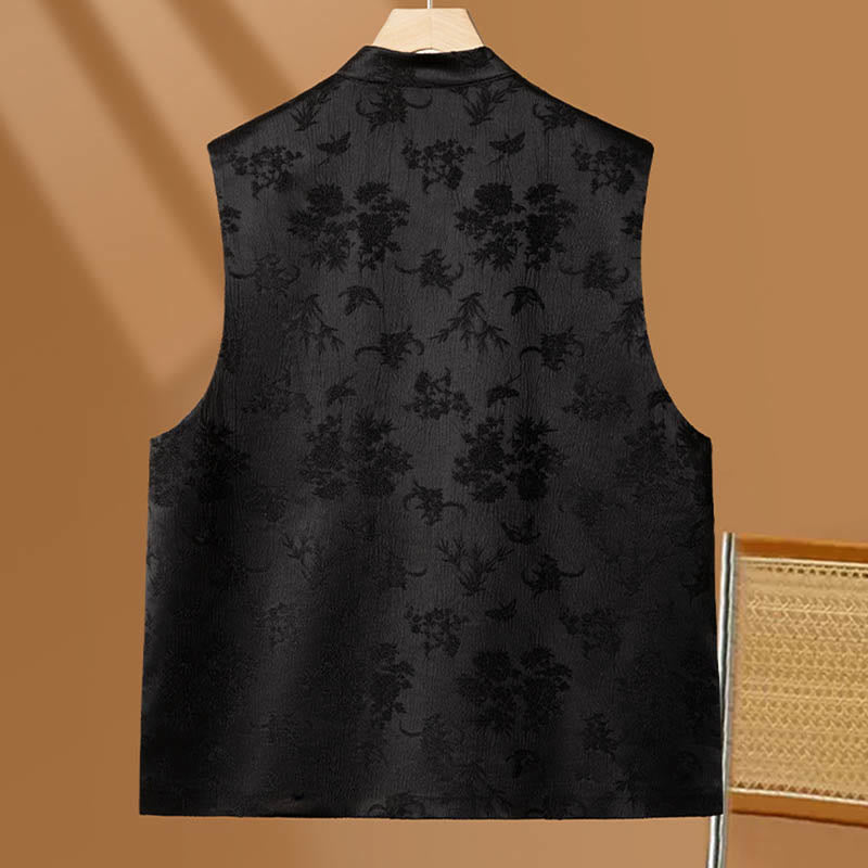Buddha Stones Vintage Embroidery Flower Cloud Pattern Vest - image 3