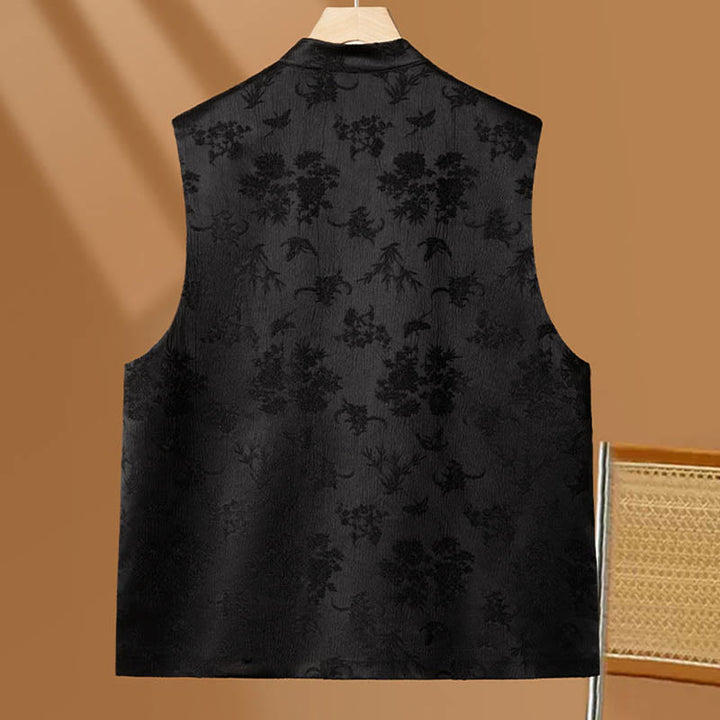 Buddha Stones Vintage Embroidery Flower Cloud Pattern Vest - image 3