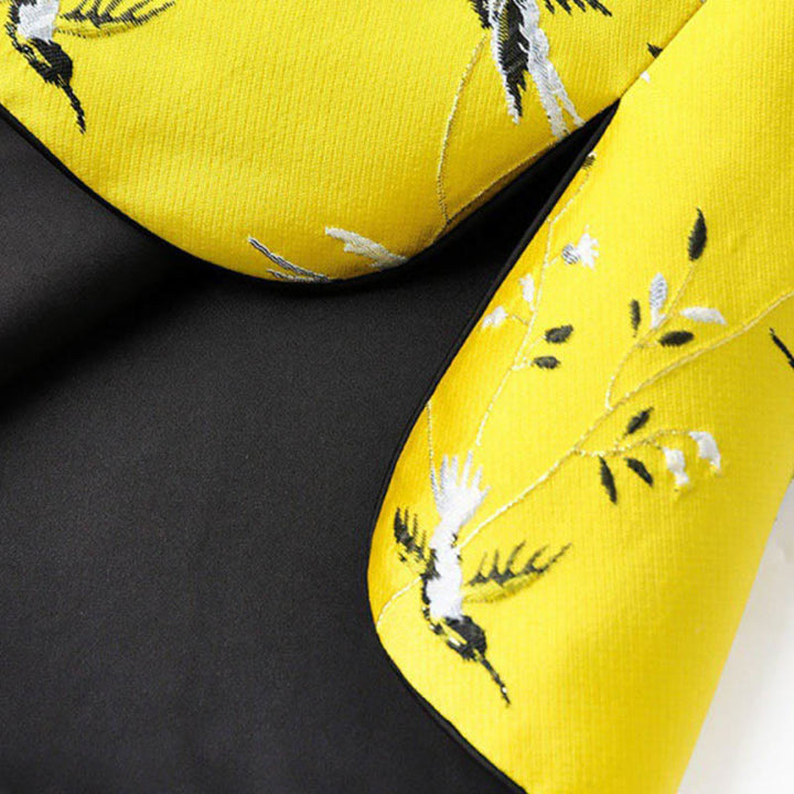 Buddha Stones Vintage Embroidery Crane Plants Pattern Knot Button Vest - image 4