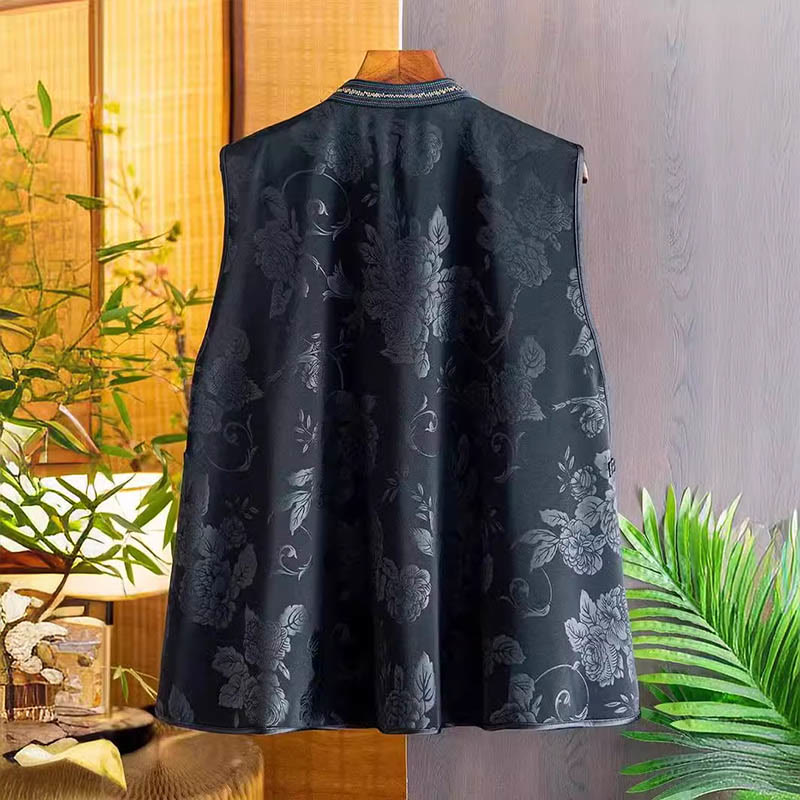 Buddha Stones Vintage Embroidery Colorful Cloud Flower Pattern Vest - image 1