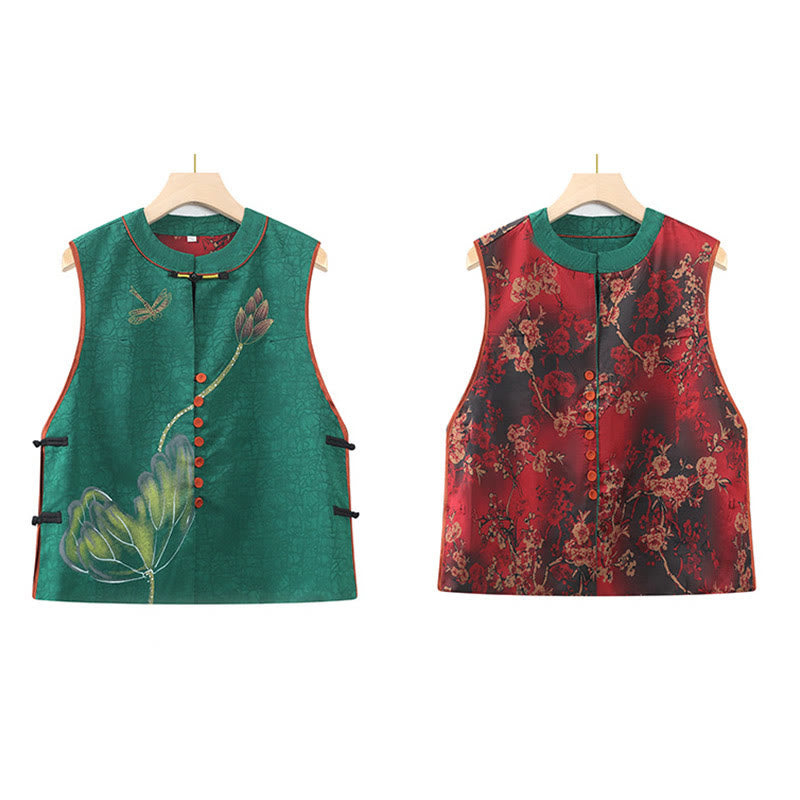 Buddha Stones Vintage Embroidery Jacquard Weave Flower Pattern Vest - image 11