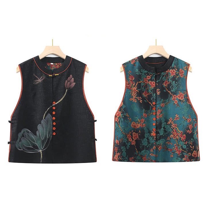 Buddha Stones Vintage Embroidery Jacquard Weave Flower Pattern Vest - image 12
