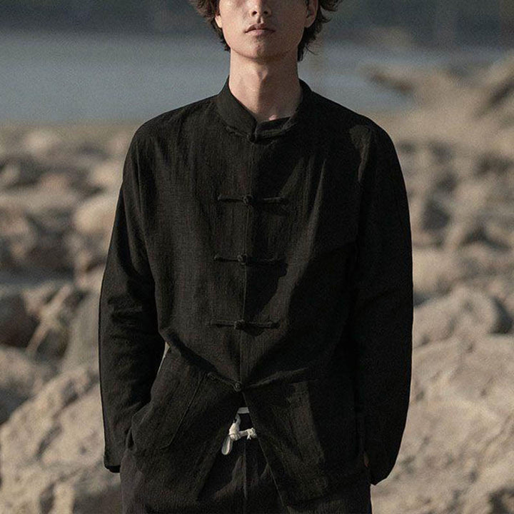 Buddha Stones Stand Collar Tang Suit Casual Cotton Linen Shirt - image 10