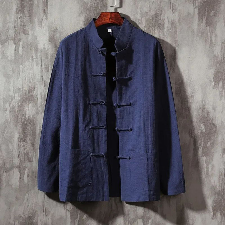 Buddha Stones Stand Collar Tang Suit Casual Cotton Linen Shirt - DarkSlateBlue - US/UK/AU44，EU54 (5XL) - image 13