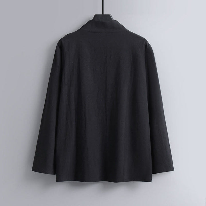 Buddha Stones Cross-Collars Cotton Tang Suit Hanfu Top Pants Clothing Men's Set - image 5