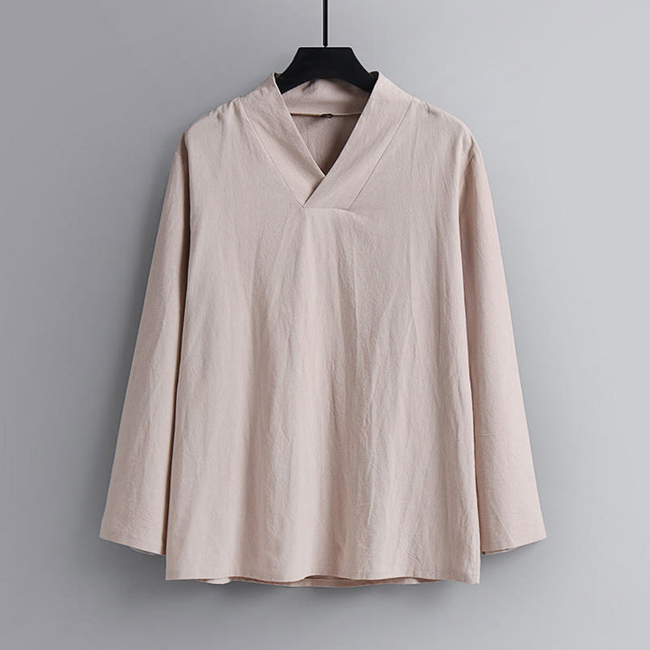 Buddha Stones Cross-Collars Cotton Tang Suit Hanfu Top Pants Clothing Men's Set - image 11