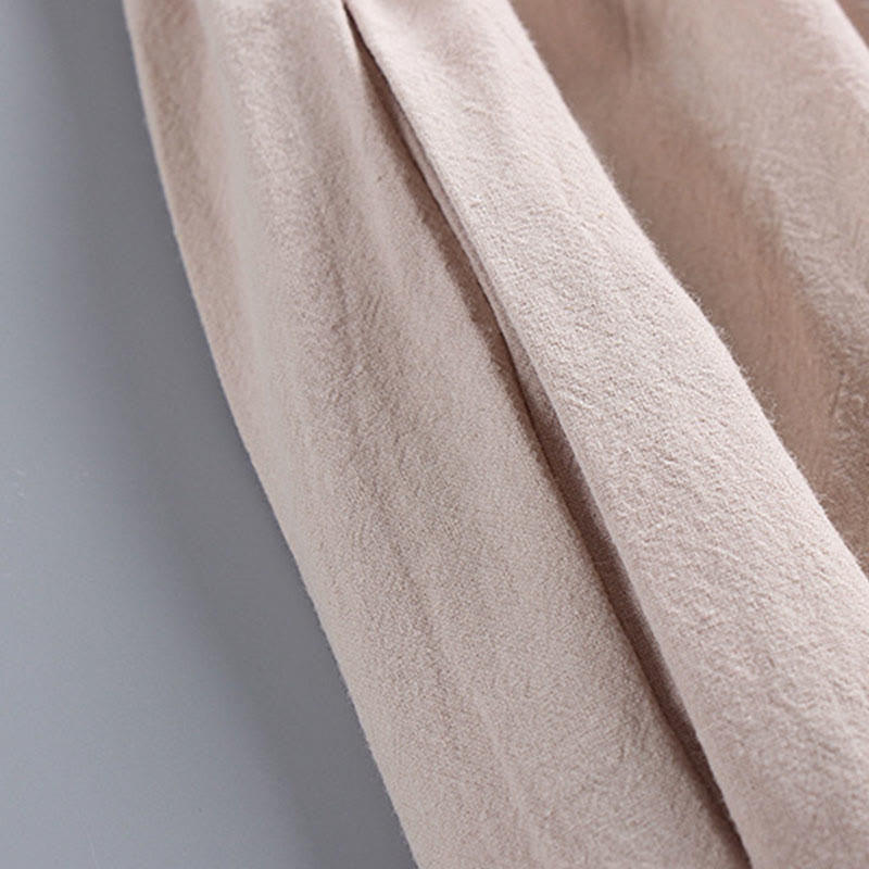 Buddha Stones Cross-Collars Cropped Bloomers Cotton Tang Suit Hanfu Top Pants Clothing Men's Set - image 4