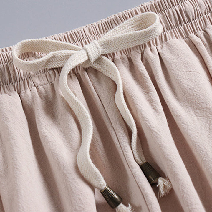 Buddha Stones Cross-Collars Cropped Bloomers Cotton Tang Suit Hanfu Top Pants Clothing Men's Set - image 5