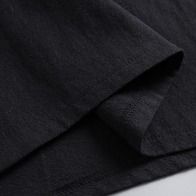 Buddha Stones Cross-Collars Cropped Bloomers Cotton Tang Suit Hanfu Top Pants Clothing Men's Set - image 14