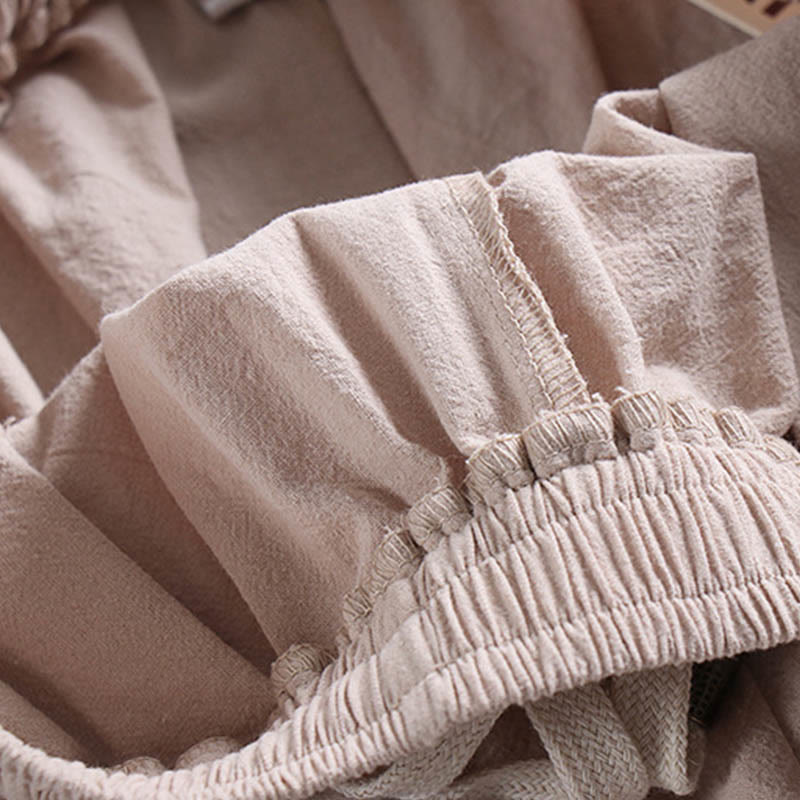 Buddha Stones Cross-Collars Cropped Bloomers Cotton Tang Suit Hanfu Top Pants Clothing Men's Set - image 6