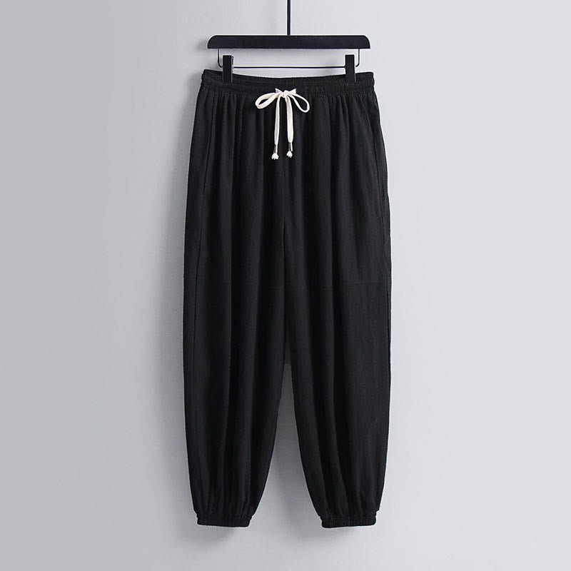 Buddha Stones Three-Quarter Sleeves Cropped Bloomers Cotton Top Pants Clothing Men's Set - image 7