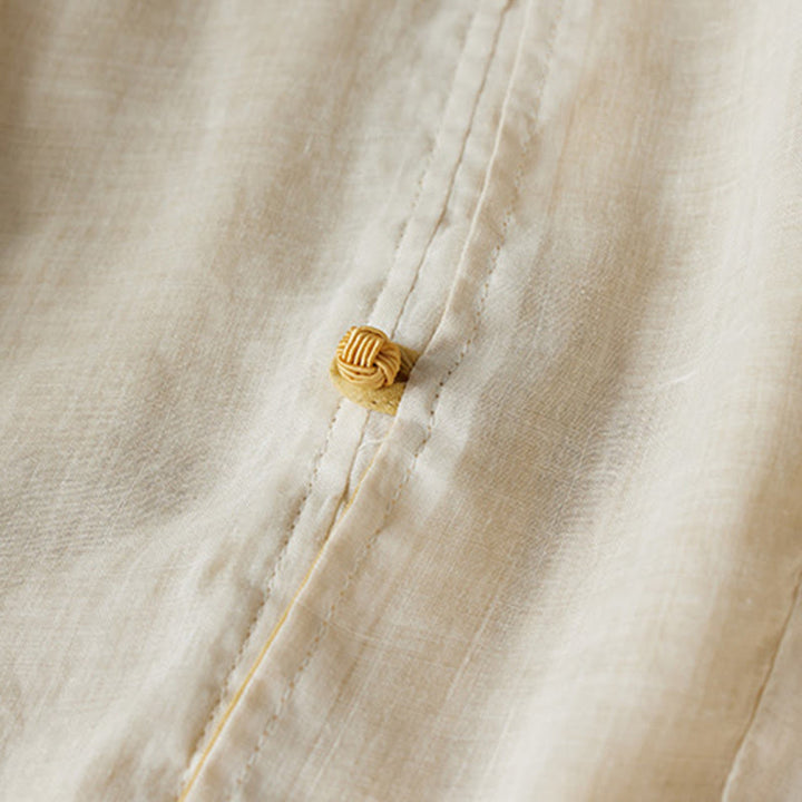 Buddha Stones PLUS SIZE V Neck Casual Solid Color Long Sleeve Shirt Cotton Linen Women's Shirts - image 10