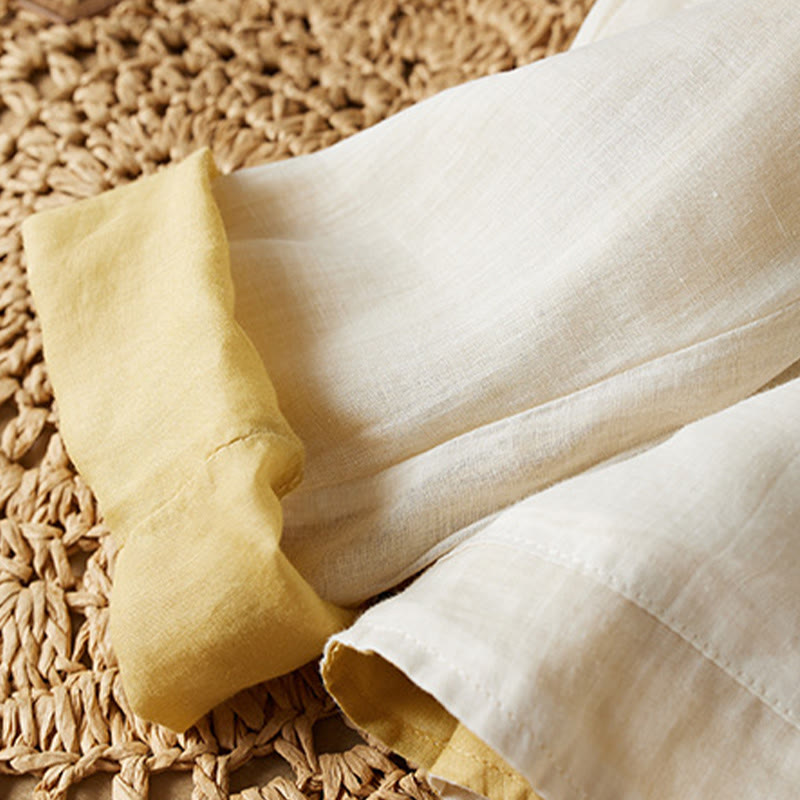 Buddha Stones PLUS SIZE V Neck Casual Solid Color Long Sleeve Shirt Cotton Linen Women's Shirts - image 11