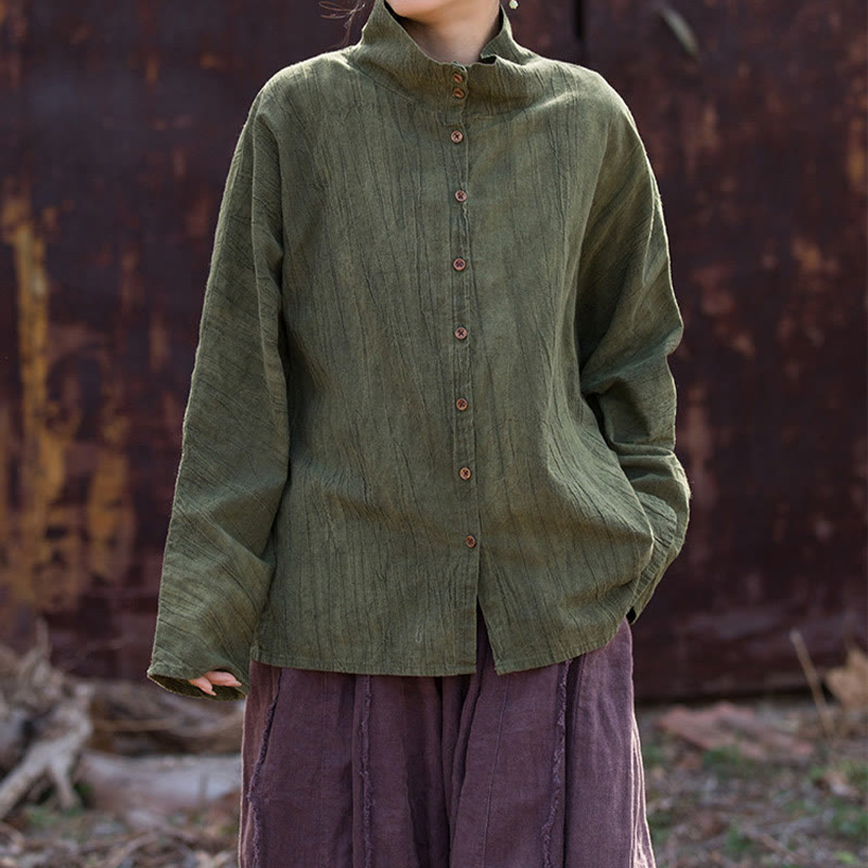 Buddha Stones Turtleneck Dyeing Ramie Cotton Chinese Style Cardigan Clothing - image 13