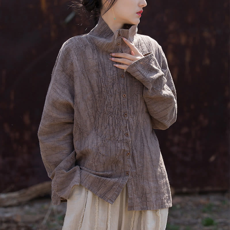 Buddha Stones Turtleneck Dyeing Ramie Cotton Chinese Style Cardigan Clothing - image 24