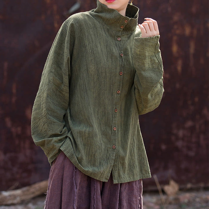 Buddha Stones Turtleneck Dyeing Ramie Cotton Chinese Style Cardigan Clothing - image 15