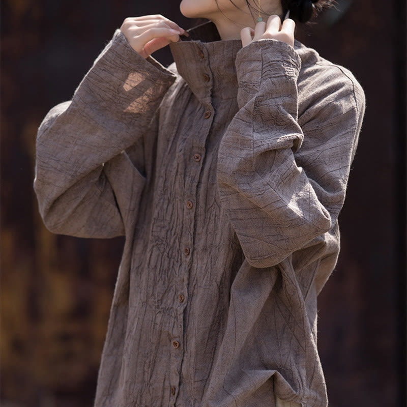 Buddha Stones Turtleneck Dyeing Ramie Cotton Chinese Style Cardigan Clothing - image 22