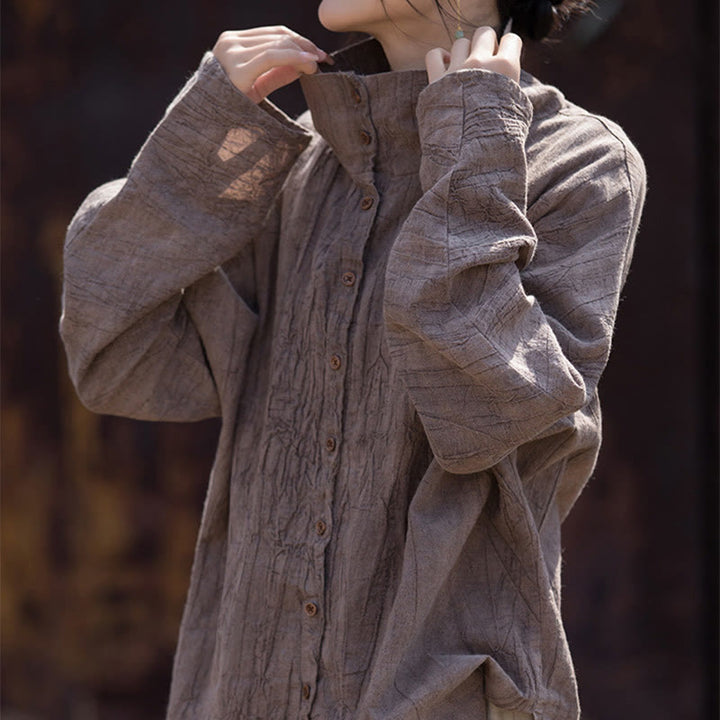 Buddha Stones Turtleneck Dyeing Ramie Cotton Chinese Style Cardigan Clothing - image 22