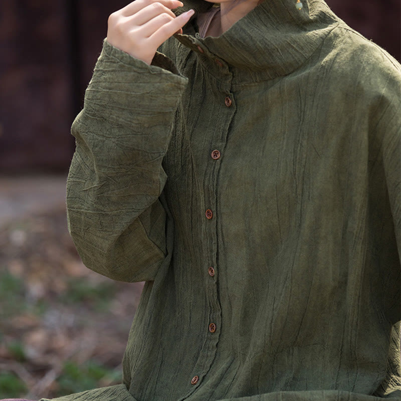 Buddha Stones Turtleneck Dyeing Ramie Cotton Chinese Style Cardigan Clothing - image 11