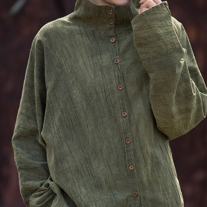 Buddha Stones Turtleneck Dyeing Ramie Cotton Chinese Style Cardigan Clothing - image 10