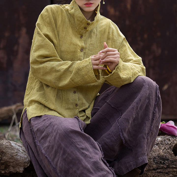 Buddha Stones Turtleneck Dyeing Ramie Cotton Chinese Style Cardigan Clothing - image 8