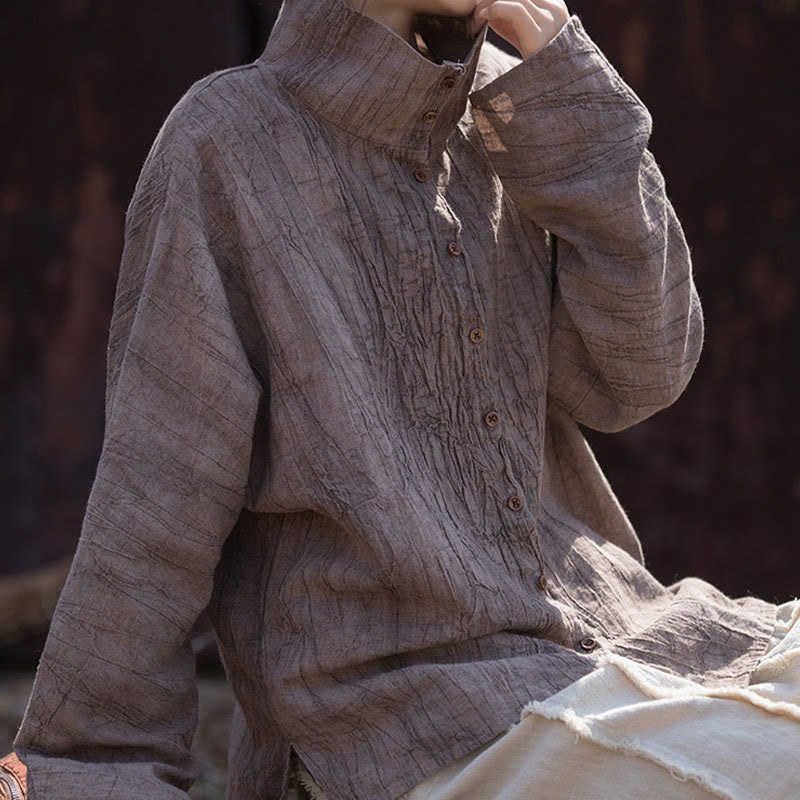 Buddha Stones Turtleneck Dyeing Ramie Cotton Chinese Style Cardigan Clothing - image 20