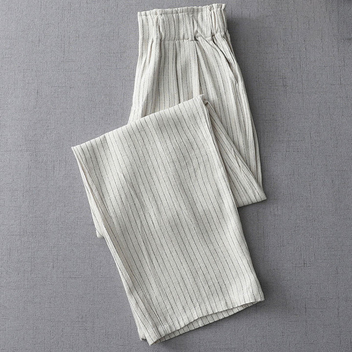 Buddha Stones Vertical Striped High Waist Wide Leg Pants With Pockets - image 1