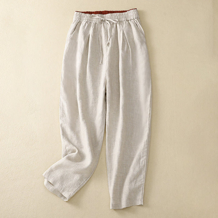 Buddha Stones Vintage High Waist Lace-up Cotton Linen Harem Pants With Pockets - Linen - US8-10，UK/AU12-14，EU40-42 (2XL) - image 25