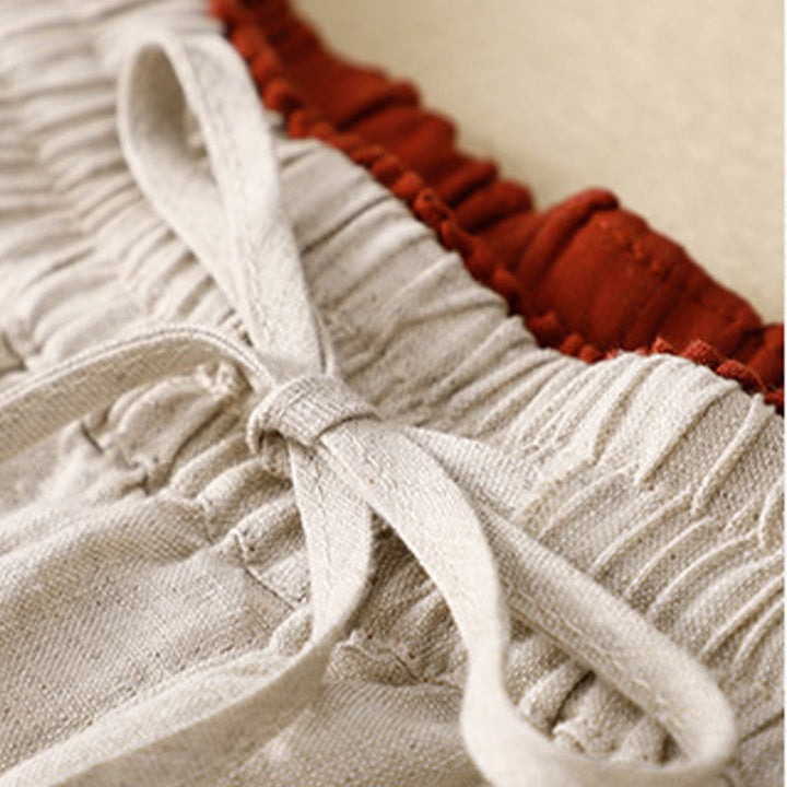 Buddha Stones Vintage High Waist Lace-up Cotton Linen Harem Pants With Pockets - image 27