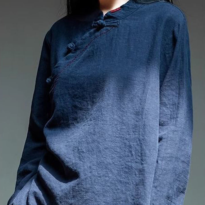 Buddha Stones Oblique Collar Knot button Cotton Loose Linen Clothing - image 20