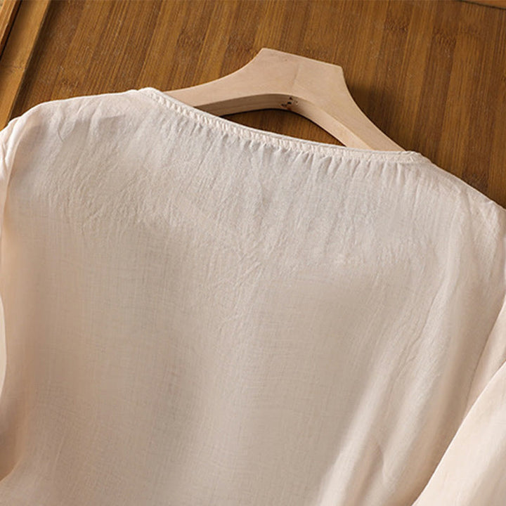 Buddha Stones Ethnic Embroidery Crew Neck Cotton Linen Pullover Clothing - image 34