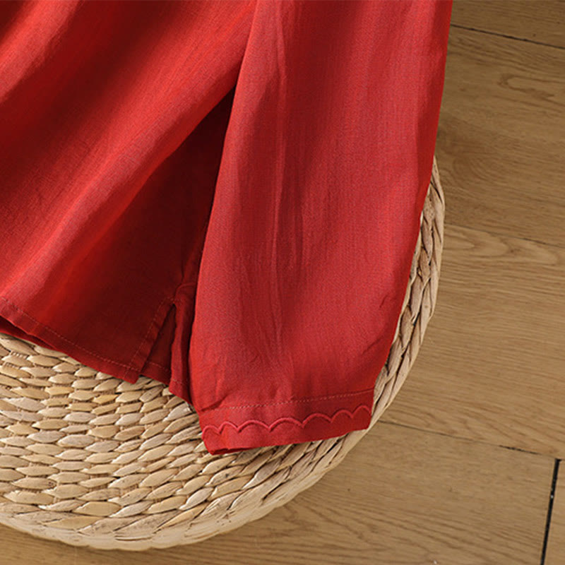 Buddha Stones Ethnic Embroidery Crew Neck Cotton Linen Pullover Clothing - image 17